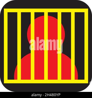 Prisonnier en prison, illustration, vecteur, sur fond blanc. Illustration de Vecteur