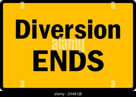 La déviation termine le panneau de signalisation.Noir sur fond jaune.Panneaux de signalisation et symboles. Illustration de Vecteur