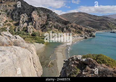 Südküste, Sandstrand, Preveli, Kreta, Griechenland Banque D'Images