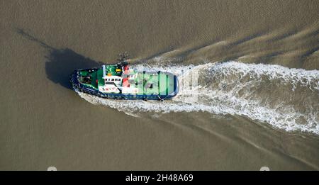 Un survol d'un bateau à câlin, à Seaforth Docks, Liverpool, Merseyside, nord-ouest de l'Angleterre,ROYAUME-UNI Banque D'Images