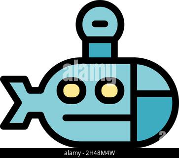 Icône sous-marin jouet enfant.Outline enfant jouet sous-marin vecteur icône couleur plat isolé Illustration de Vecteur