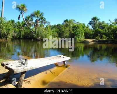 Piscine naturelle connue sous le nom de Fervedouro dans le parc national de Jalapao, Tocantins, Brésil Banque D'Images