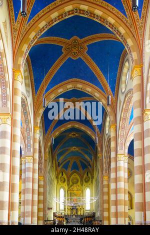 Partie centrale d'une église (nef) Cattedrale di San Lorenzo à Alba.Italie.La cathédrale est située dans le secteur est de l'ancienne ville d'Alba P. Banque D'Images