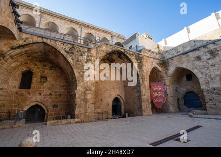 Israël, Acre, les croiseurs souterrains des halls de chevalier dans le vieux Akko Banque D'Images