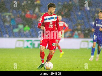 Javi Puado d'Espanyol lors du match de football de championnat espagnol la Liga entre Getafe CF et RCD Espanyol le 31 octobre 2021 au Colisée Alfonso Perez à Getafe, Madrid, Espagne - photo: IrH/DPPI/LiveMedia Banque D'Images