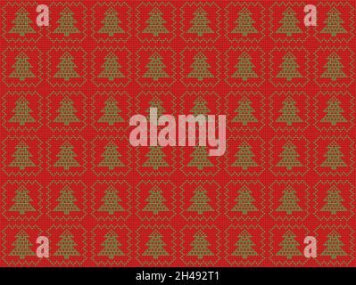 Motif sans couture avec tricots à carreaux tracery arbre de Noël moche chandail Illustration de Vecteur