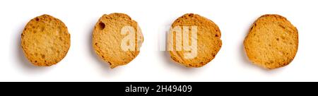 biscuits au beurre, ensemble de biscuits croquants texturés isolés sur fond blanc, pris d'en haut Banque D'Images