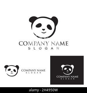 Logo noir et blanc de la tête de Panda Illustration de Vecteur