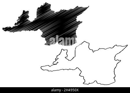 RI-Bhoi district (état de Meghalaya, République de l'Inde) carte illustration vectorielle, scribble sketch carte RI Bhoi Illustration de Vecteur