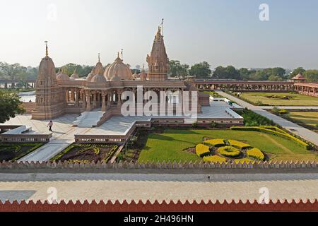 01 03 2009 Temple Swaminarayan BAPS Shri Swaminarayan Mandiraksharvadi Marg Bhavnagar Gujarat Inde Banque D'Images