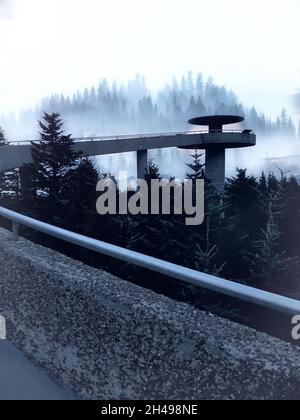 V terrasse d'observation du Clingmans Dome dans le parc national des Great Smoky Mountains Gatlinburg, États-Unis Banque D'Images