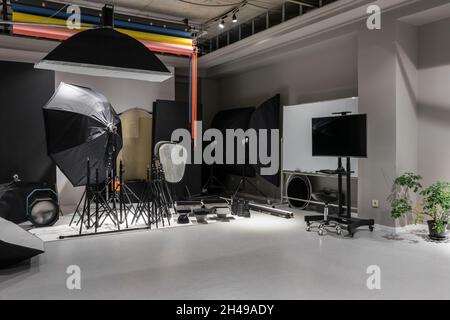 Intérieur d'un studio photo moderne.Techniques et équipement Banque D'Images