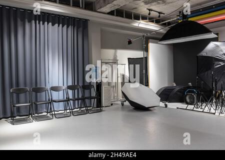 Intérieur d'un studio photo moderne.Techniques et équipement Banque D'Images