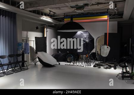 Intérieur d'un studio photo moderne.Techniques et équipement Banque D'Images