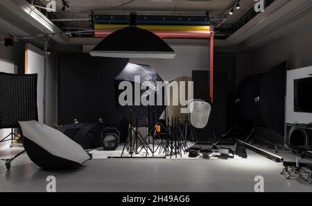 Intérieur d'un studio photo moderne.Techniques et équipement Banque D'Images