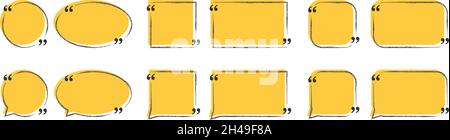 Cadre de la boîte de devis, grand ensemble.Icône de la zone de devis.Envoi de SMS à des zones de devis.Modèle vierge citation texte info design cases citation bulle blog guillemets symboles.Illustration de la bannière vectorielle créative.Illustration vectorielle Illustration de Vecteur