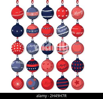 Décoration de Noël.Un ensemble de boules de décorations d'arbre de Noël. Illustration de Vecteur