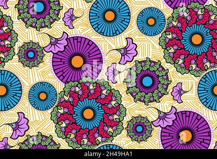 Tissu African Wax Print, décoration artisanale ethnique pour votre tissu African Wax Print sans couture, décoration artisanale ethnique, afro Ethnic Illustration de Vecteur