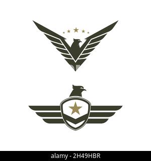 modèle de conception d'illustration vectorielle d'icône de badge d'aile de l'armée falcon Banque D'Images