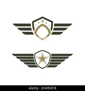 modèle de conception d'illustration vectorielle d'icône de badge d'aile de l'armée falcon Banque D'Images