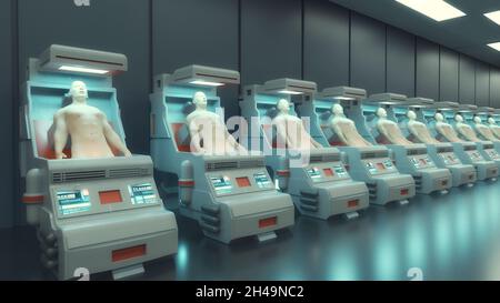 Rendu 3D.Figures humanoïdes et scène sicifi Banque D'Images