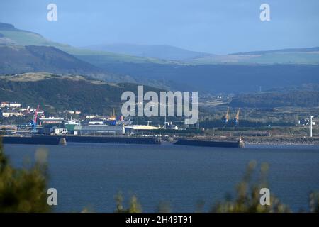 L'entrée de l'embouchure de la rivière et du port à Swansea est l'emplacement proposé de la lagune de Tidal qui s'étendra de l'East Pier à la mer Banque D'Images