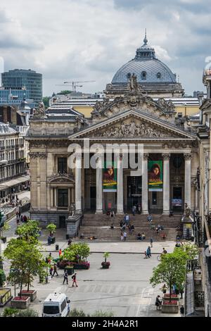 Façade de l'ancien bâtiment de la Bourse, Bruxelles, Belgique Banque D'Images