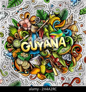 Illustration de l'oedle de dessin animé à la main du Guyana.Design local amusant. Illustration de Vecteur