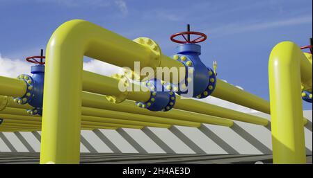 Equipement de la station d'énergie de gaz , rendu 3D Banque D'Images