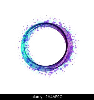 Vague colorée abstraite en forme de cercle.Cadre bleu curly isolé vectoriel pour un arrière-plan de votre conception. Banque D'Images