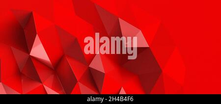 Illustration d'un arrière-plan graphique de style polygone géométrique triangulaire rouge abstrait, rendu 3d Banque D'Images