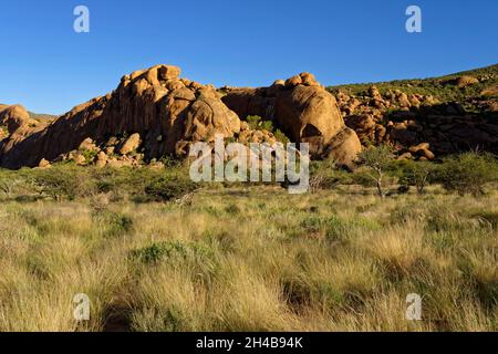 Omandumba guest Farm (ferme) : dans les rochers de granit, les montagnes Erongo près de Omaruru, Erongo, Namibie Région Banque D'Images