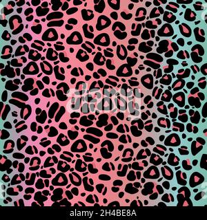 Illustration vectorielle avec motif coloré sans couture au léopard.Imprimé animal à pois sur fond dégradé rouge-vert Illustration de Vecteur