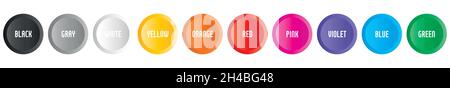 Jeu de 10 boutons vectoriels colorés Illustration de Vecteur