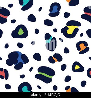 Motif sans coutures léopard de couleur arc-en-ciel.Illustration vectorielle.Imprimé à pois coloré sur fond blanc Illustration de Vecteur