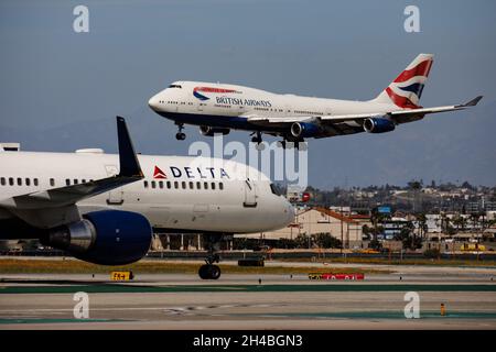 Los Angeles, Californie, États-Unis.29 mars 2019.Un Boeing 747-400 de British Airways (Inscription G-CIVH) débarque à l'aéroport international de Los Angeles (LAX) le vendredi 29 mars 2019 à Los Angeles, en Californie © 2019 Patrick T. Fallon (image de crédit : © Patrick Fallon/ZUMA Press Wire) Banque D'Images