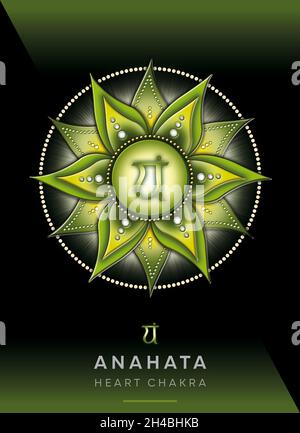 Chakra symboles, coeur chakra - ANAHATA - acceptation, Amour, compassion, sincérité - 'J'AIME' Banque D'Images