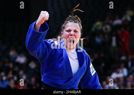Femmes -63 kg, Manon DEKETER de France fête lors du Grand Chelem 2021 de Paris, Judo le 16 octobre 2021 à l'AccorHotels Arena de Paris, France - photo Victor Joly / DPPI Banque D'Images