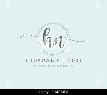 Logo HN féminin.Utilisable pour les logos nature, salon, Spa, cosmétique et Beauté.Elément de modèle de logo Flat Vector. Illustration de Vecteur