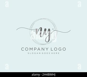 Logo NY féminin.Utilisable pour les logos nature, salon, Spa, cosmétique et Beauté.Elément de modèle de logo Flat Vector. Illustration de Vecteur