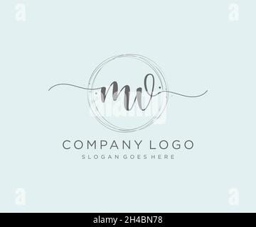 Logo MV féminin.Utilisable pour les logos nature, salon, Spa, cosmétique et Beauté.Elément de modèle de logo Flat Vector. Illustration de Vecteur