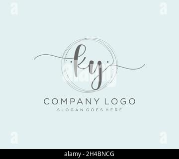 Logo KY féminin.Utilisable pour les logos nature, salon, Spa, cosmétique et Beauté.Elément de modèle de logo Flat Vector. Illustration de Vecteur