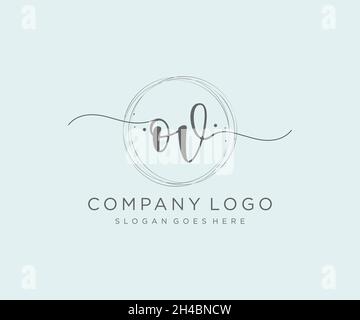 Logo VO féminin.Utilisable pour les logos nature, salon, Spa, cosmétique et Beauté.Elément de modèle de logo Flat Vector. Illustration de Vecteur