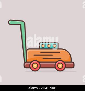 illustration vectorielle isolée de tondeuse à gazon de style plat Illustration de Vecteur