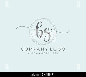 Logo féminin BS.Utilisable pour les logos nature, salon, Spa, cosmétique et Beauté.Elément de modèle de logo Flat Vector. Illustration de Vecteur
