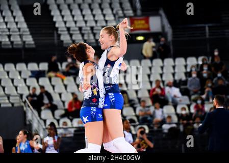 Roma, Italie.1er novembre 2021.Bisonte Firenze lors de l'Acqua & sapone Roma Volley Club vs il Bisonte Firenze, Volleyball Italien Serie A1 femmes Match à Roma, Italie, novembre 01 2021 crédit: Independent photo Agency/Alamy Live News Banque D'Images