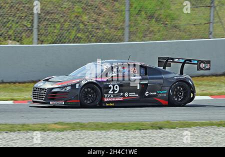 Audi R8-GT3 en 24 heures de Barcelone de motosport-2015 dans le circuit de Barcelone Catalogne, Espagne Banque D'Images