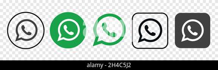 WhatsApp - icône de bouton de réseaux sociaux populaires, logo de messagerie instantanée. Illustration de Vecteur