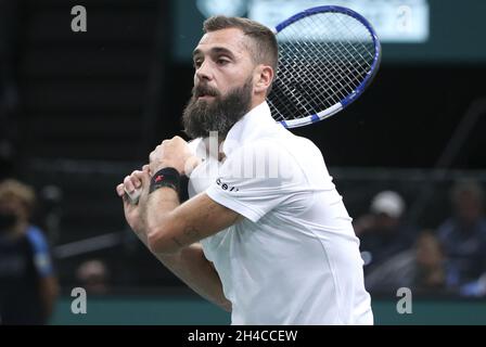 Paris, France.1er novembre 2021.Benoit paire de France au cours du 1er jour des Rolex Paris Masters 2021, un tournoi de tennis ATP Masters 1000 le 1er novembre 2021 à l'Accor Arena de Paris, France - photo: Jean Catuffe/DPPI/LiveMedia crédit: Agence photo indépendante/Alay Live News Banque D'Images