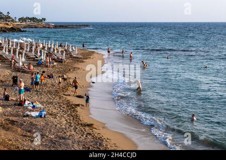 Club de plage d'Antasia, plage de SODAP, Paphos, Chypre Banque D'Images